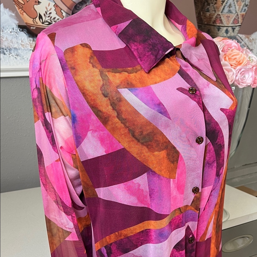 PrettyLittleThing Pink and Orange Long Sleeve Dress - Picture 3 of 7